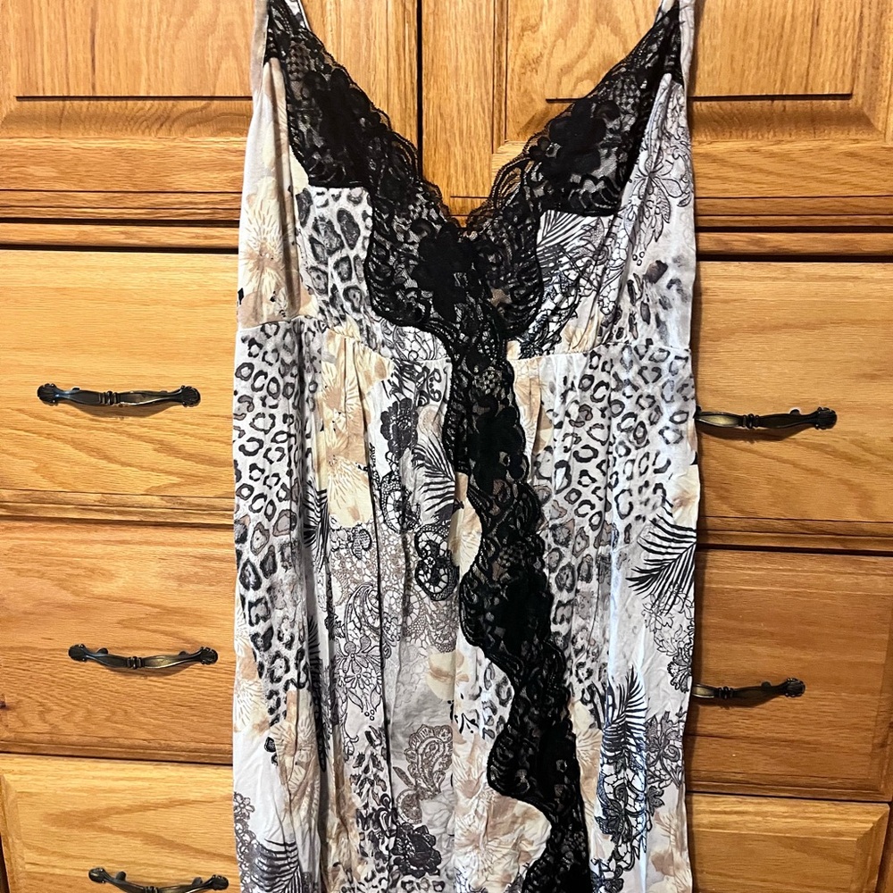Cacique Animal Print Chemise with Black Lace